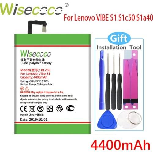 WISECOCO 4400mAh BL250 Battery For Lenovo VIBE S1 S1c50 S1a40 CellPhone In Stock New Battery+Tracking Number