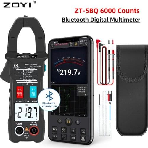 ZOYI ZT-5BQ Digital Bluetooth Multimeter Clamp Meter AC/DC Voltmeter Current Pliers Amperometric Meter Ammeter Auto Range Tester