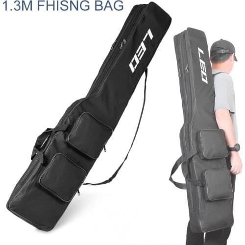 1.3m Double Layer Large Capacity Collapsible Carp Fishing Rod Bags Multi Pocket Sea Fishing Tackle Foldable Packages