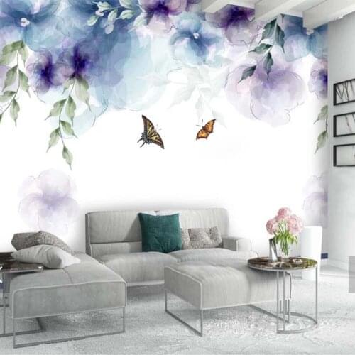 European Vintage 3D Flower Butterfly Wall Papers Print Photo Wallpaper Murals for Living Room Wall Decor Floral Hand Painting