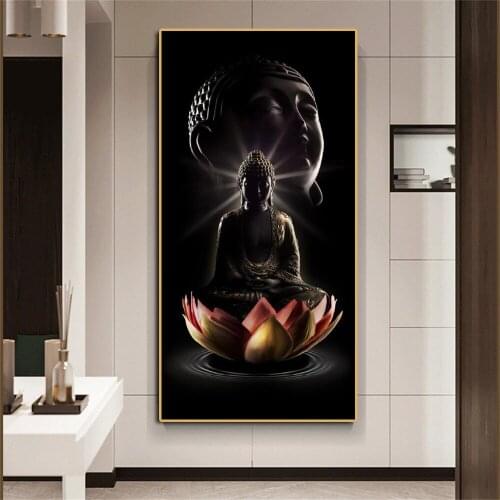 Vintage Zen Buddha Silhouette Poster HD Prints Canvas Painting Wall Art Religious Ethnic Picture for Living Room Home Decoration
