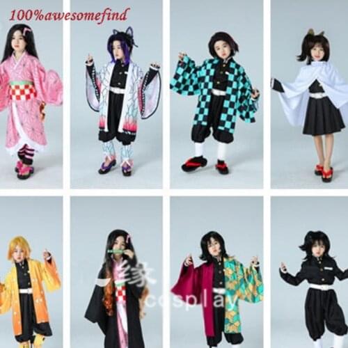 Kimetsu no Yaiba Demon Slayer Kamado Nezuko Agatsuma Zenitsu Tsuyuri Kanawo Kamado Tanjirou Kid Girl Boy Cosplay Costume Kimono