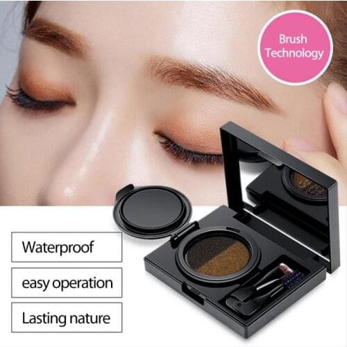 Eyebrow Dyeing Cream Cushion With Two Side Brush Brows Styling Shaping Powder Waterproof Lasting Easy to Color Cosmetic TSLM2