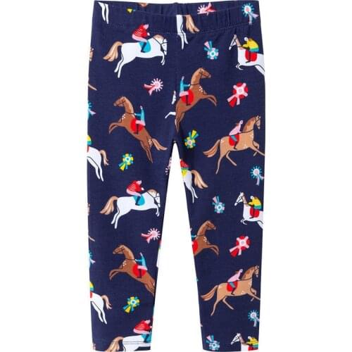 Jumping Meters Horse Rider Blue Printed Baby Girls Leggings Animal Kids 100% Cotton 2018 Brand Children Trousers Pants Clothes