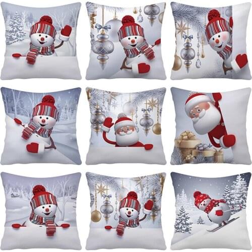 Hot Selling Nordic style Christmas Santa Claus Pillow cover Luxury Square Zippered Pillow Sham Personalized Pillowcase