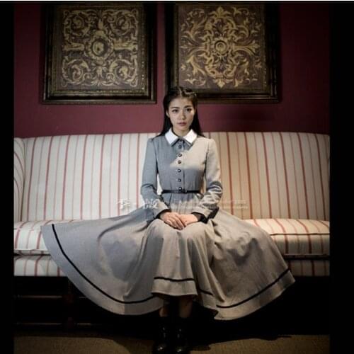 Hot Sale Original design 2020 new Spring women British retro plaid literary intellectual Hepburn style dress free shipping w290