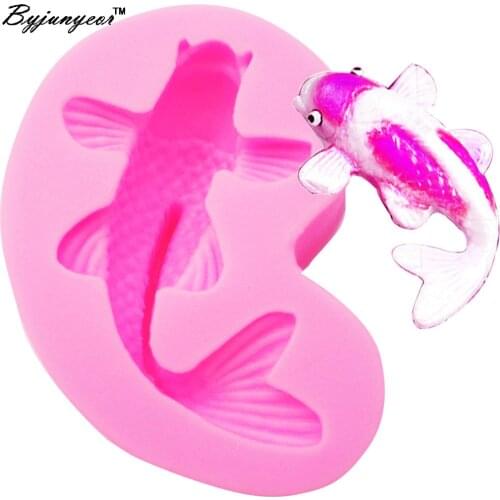 Byjunyeor M440 Fish UV Resin Silicone Mold Fondant Chocolate Candy Lollipop Crystal Epoxy Soft Clay Bake Tools
