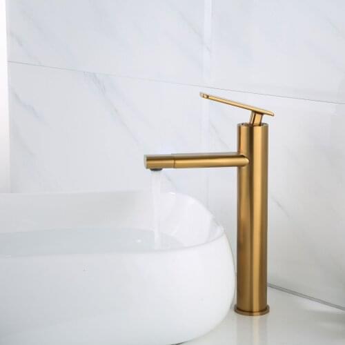 Brushed Gold/Chrome/Black Bathroom Faucet Stainless Steel Basin Mixer Bathroom Accessories Tap Bathroom Sink Basin Mixer Tap