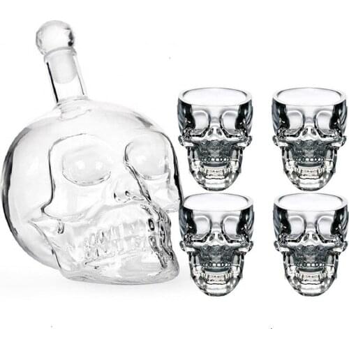Skull Bottle Glass Cup Set Crystal Skull Decanter Glasses Shot Glass Mug Wine Vodka Bottles Transparent Whiskey Cocktail Barware