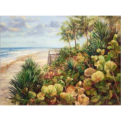 Beachside Garden - Counted Cross Stitch Kits - DMC Color DIY Handmade Needlework for Embroidery 14 ct Cross Stitch Sets