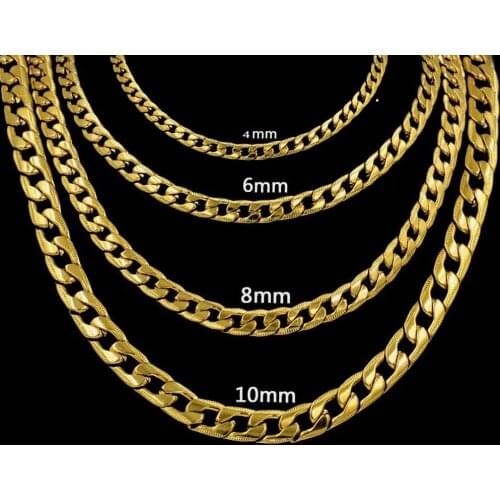 Stainless Steel 4/6/8/10MM Silver Plated Chain Necklace Never Fade No Allergy Cuban Chain Men Women Hip Jewelry