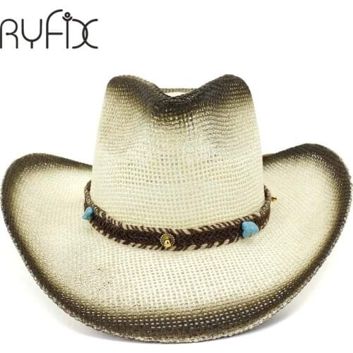 The new spray paint western cowboy hat fashion fancy cowboy hat men and women beach hat HA175