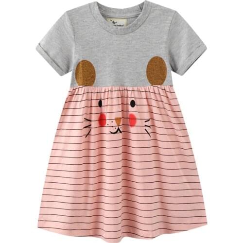 Jumping Meters New Arrival Princess Summer Dresses For 2-7T Children Cotton Clothes With Cute Animals Print Fashion Kids Costume