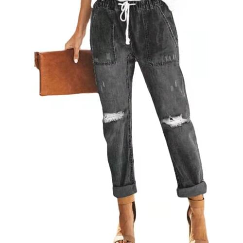 New Fashion Street Style Jeans Casual Pants Straight Leg Pants Women Big Size Jeans For Ladies