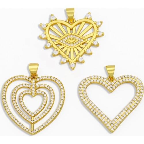 OCESRIO Big Evil Eye Pendant Charms Wholesale Gold Heart Necklace Charms for Jewelry Making Jewelry Accessories pdta193