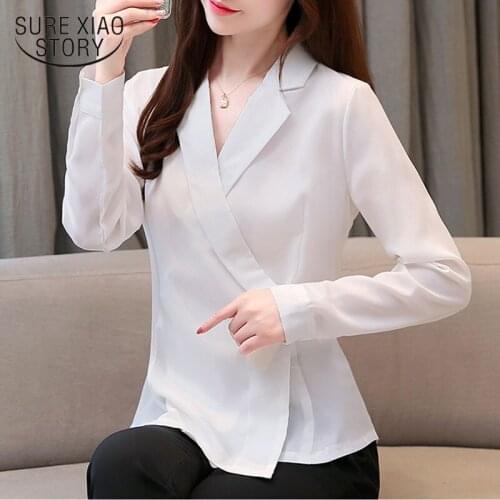 2020 Autumn New Fashion White Blouse Women Office Lady Long Sleeve Shirt for Women Ladies Tops Blusas Mujer De Moda 2020 10599