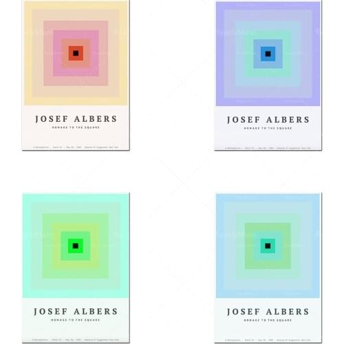 Josef Albers poster, Josef Variant/Adobe artwork painting, Albers Colors square wall painting, geometric abstract wall picture p