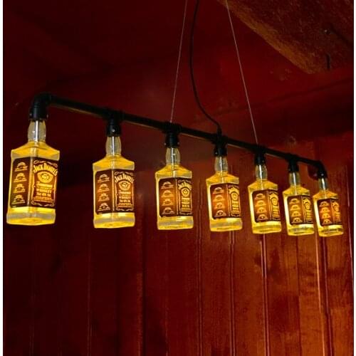 Retro Loft wine bottle pendant light wine bottlle light for bar restaurant cafe decoration personality pendant lamp