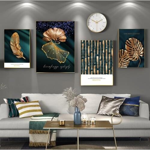 European Style Gold Foil Murals Nordic Posters And Murals Art Canvas Modern Home Decoration Living Room Bedroom Pictures