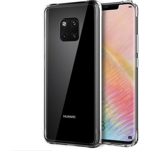 Luxury Tempered Glass Back Clear Case Anti Scratch Shockproof Soft Edge Transparent Hard Cover For Huawei Mate 20 / Mate 20 Pro