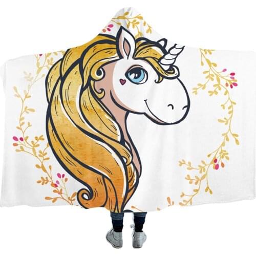 Custom Pink Cute Unicorn Fleece Hooded Blanket For Beds Thick Quilt Fashion Bedspread Sherpa Throw Blanket Adutls Kids Dropship