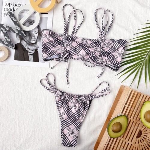 Sexy Micro Bikini 2021 Push Up Swimsuit Biquini Thong Beachwear Halter Bandage Bathing Suit Mini Bikini Set Swimwear Women