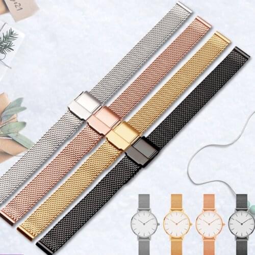 14mm 16mm 18mm 20mm Milan net belt watch with stainless steel strap, webbing Wristband Bracelet free postage for men and women