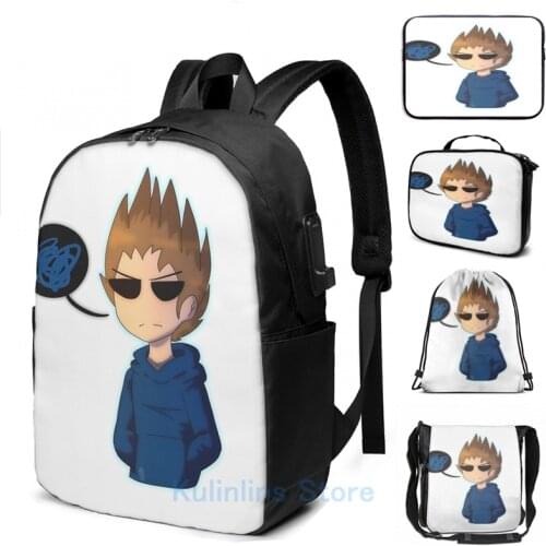 Funny Graphic print Tom Eddsworld USB Charge Backpack men School bags Women bag Travel laptop bag