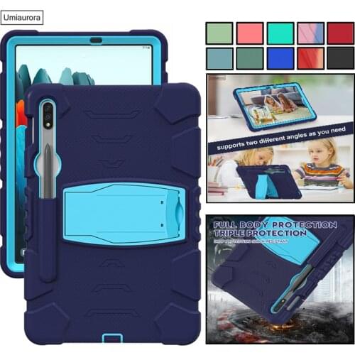 Heavy Duty Shockproof Fundas Tablet Case for Samsung Galaxy Tab S7 Plus 12.4 SM T975 T970 S7 11” T875 Kids Safe Silicone Cover