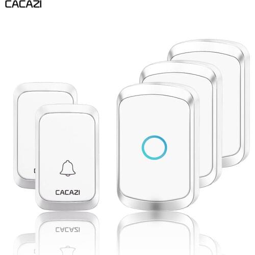 CACAZI Intelligent Waterproof Wireless Doorbell US EU UK AU Plug Home LED Light Battery Call Bell Chime 2 Button 3 Receiver