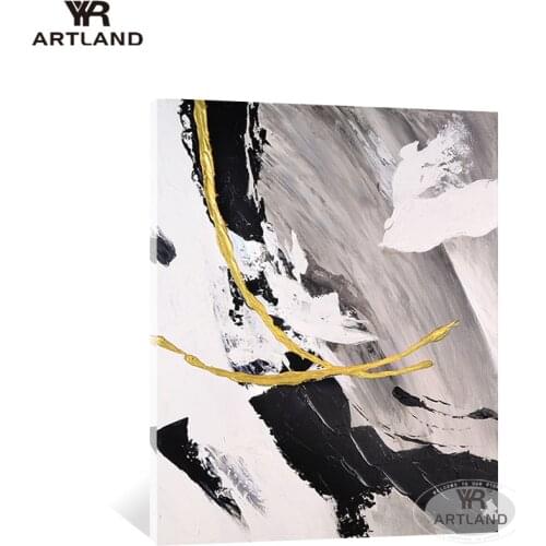 High quality wall home decoration Handmade abstract oil painting on canvas white and black wave wall art picture for living room