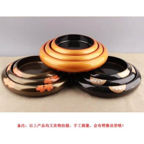 Japanese gold sushi plate plastic ice plate tableware round sashimi barrel Korean kitchenware with bamboo stainless steel tray