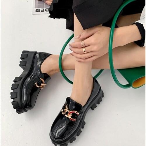 2021 Spring Luxury Women Loafers Platform Flats Moccasin Chunky Heel Slip On Ladies heighten shoes Thick Heels Brand