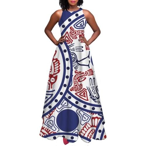 Hycool Fashion Sleeveless Maxi Japanese Print White Evening Frocks For Women A-Line Vintage Elegant Ceremony Long Party Dresses