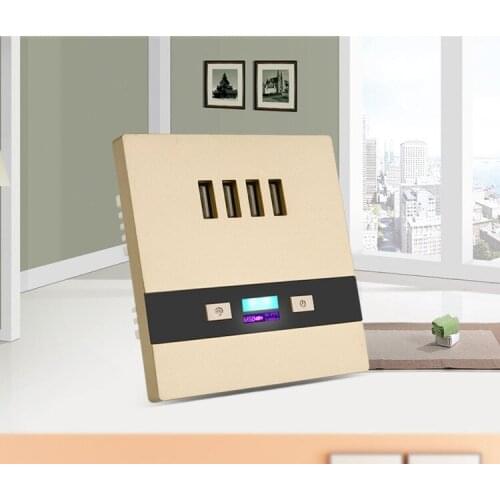 10PCS New Universal Gold 4 USB Port DC Output 3A Wall Face Plate Outlet Panel Power Supply Socket Plug Switch Wall Charger