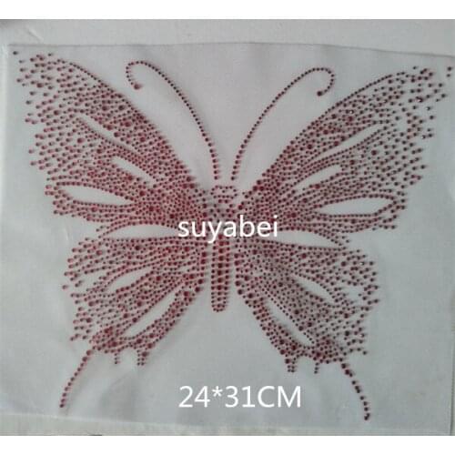 2pc/lot Big butterfly iron on transfer patches hot fix rhinestone transfer motifs fixing rhinestones patches
