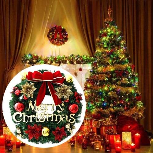 2018 Newest DIY 30CM Christmas Wreath Decor Xmas Home Party Door Wall Garland Flower Bowknot Ornament