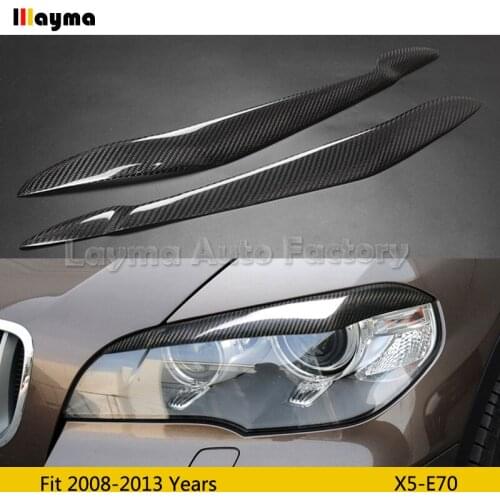 Carbon Fiber Car Eyebrows For BMW X5 35i 50i xDrive E70 2008 2009 2010 2011 2012 2013 year car lamp eyelid front eyebrow