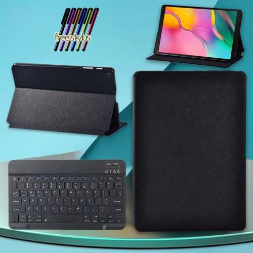 Case for Samsung Galaxy Tab A 10.1 2019 T510 T515 PU Leather Stand Protective Cover + Wireless Bluetooth Keyboard + Free Stylus