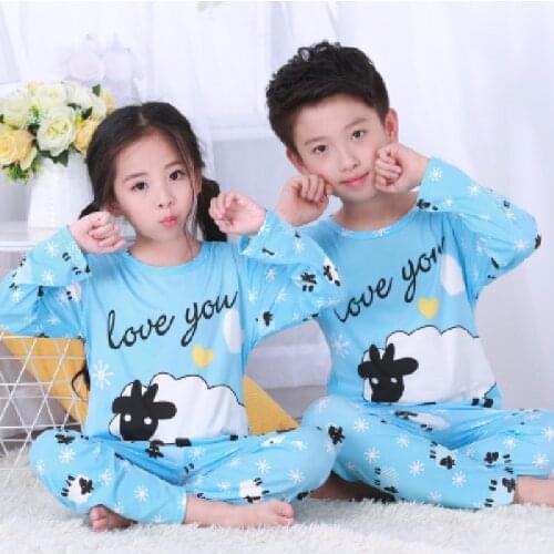 Kids Pyjamas 2021 Spring Autumn Children Cute Pajamas Thin Carton Unisex Sleepwear Girls Loungewear Boy Set Long Top+ Pant