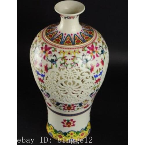 Two set Chinese Jingdezhen hollow porcelain painting large vase QIANLONG mark