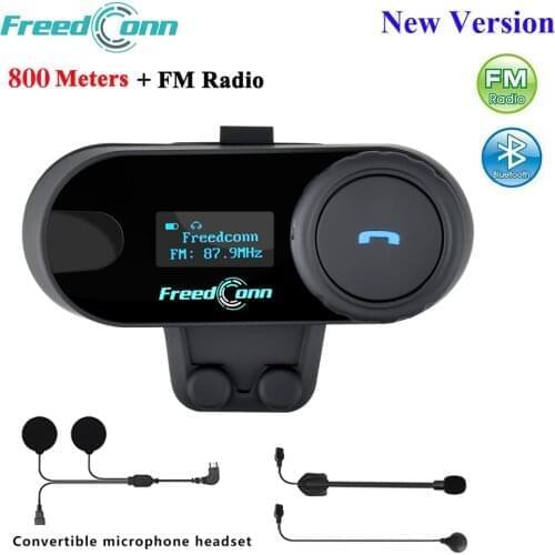 FreedConn 2021 New TCOM-SC Motorcycle Helmet Intercom Wireless Bluetooth Headset BT Interphone LCD FM Radio 2 in 1 Microphone
