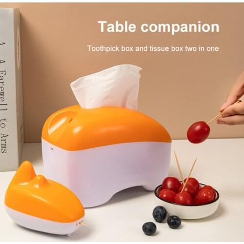 Creative 2 In 1 Tissue Box Desktop Paper Holder Dispenser Storage Napkin Case Organizer Toothpick Storage Box Kitchen Cocina