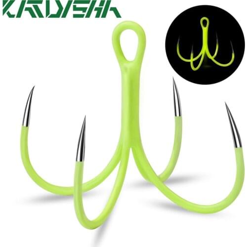 KATYUSHA 50Pcs Luminous Quadruple Reinforced Anchor Hook 16#-18# High Carbon Steel Fishing Hooks Four Fork Four Claw Fishhooks