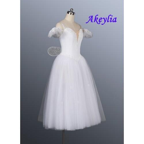 La Sylphide Romantic Ballet Tutu Dress wings Ballerina Dress giselle Women White Fairy Professional Ballet Long Tutu With Wings