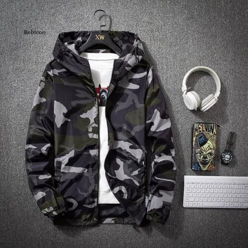 Camouflage Lightweight Jackets Men Hooded Slim Fit Long Sleeve Zipper Coat Army Tactical Military Jackets Men Clothing