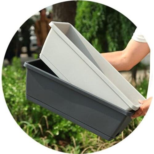 Hot Plastic Flower Pots Family Balcony Plants Vegetables and Flowers Large Rectangular Plants Grooves Plant Pot for Home DO2