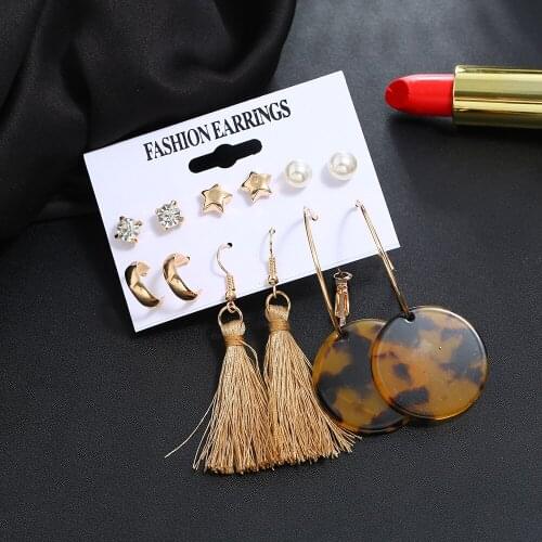 Fashion Gold Tassel Crystal Faux Pearl Stud Earrings Red Round Red Pendant Earrings For Women 2021 Vintage Multilevel Jewelry