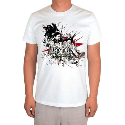 Nocturnal Bloodlust Rock Brand men White shirt 3D High Quality mma butterfly fitness heavy Metal 100%Cotton short sleeve