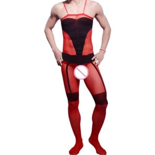 Mans Red Christmas Lingerie Gentleman Exotic Nightwear Sexy Underwear Male Plus Size Bodysuit Mens Jumpsuit Man Sleepwear Gifts